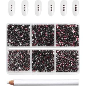 imageBeadsland 7200pcs Flatback RhinestonesOrange Rhinestone Nail Gems Round Crystal Rhinestones for CraftsMixed 6 Sizes with Wax Pencil Kit SS3SS10HyacinthOrangeAmethyst