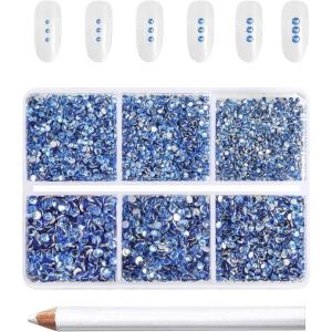 imageBeadsland 7200pcs Flatback RhinestonesOrange Rhinestone Nail Gems Round Crystal Rhinestones for CraftsMixed 6 Sizes with Wax Pencil Kit SS3SS10HyacinthOrangeLight Sapphire