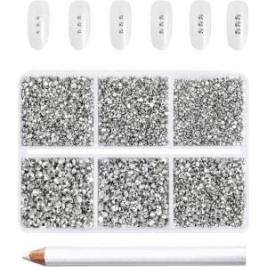 imageBeadsland 7200pcs Flatback RhinestonesOrange Rhinestone Nail Gems Round Crystal Rhinestones for CraftsMixed 6 Sizes with Wax Pencil Kit SS3SS10HyacinthOrangeSilver Hematite