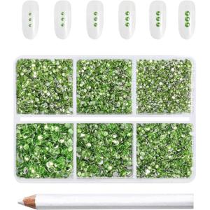 imageBeadsland 7200pcs Flatback RhinestonesOrange Rhinestone Nail Gems Round Crystal Rhinestones for CraftsMixed 6 Sizes with Wax Pencil Kit SS3SS10HyacinthOrangeLight Green