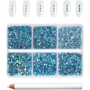 imageBeadsland 7200pcs Flatback RhinestonesOrange Rhinestone Nail Gems Round Crystal Rhinestones for CraftsMixed 6 Sizes with Wax Pencil Kit SS3SS10HyacinthOrangeAquamarine AB