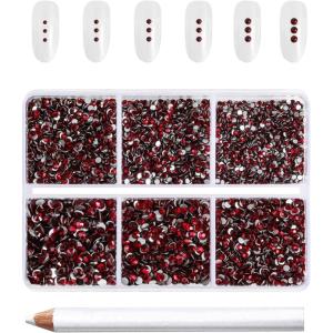 imageBeadsland 7200pcs Flatback RhinestonesOrange Rhinestone Nail Gems Round Crystal Rhinestones for CraftsMixed 6 Sizes with Wax Pencil Kit SS3SS10HyacinthOrangeDark Siam