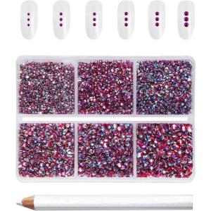 imageBeadsland 7200pcs Flatback RhinestonesOrange Rhinestone Nail Gems Round Crystal Rhinestones for CraftsMixed 6 Sizes with Wax Pencil Kit SS3SS10HyacinthOrangeLight Siam AB