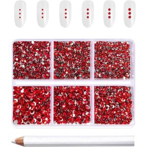 imageBeadsland 7200pcs Flatback RhinestonesOrange Rhinestone Nail Gems Round Crystal Rhinestones for CraftsMixed 6 Sizes with Wax Pencil Kit SS3SS10HyacinthOrangeLight Siam