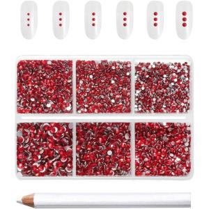 imageBeadsland 7200pcs Flatback RhinestonesOrange Rhinestone Nail Gems Round Crystal Rhinestones for CraftsMixed 6 Sizes with Wax Pencil Kit SS3SS10HyacinthOrangeSiam