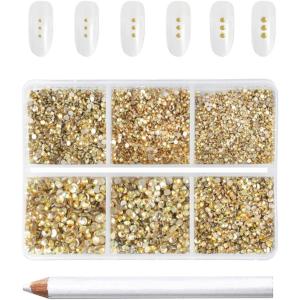 imageBeadsland 7200pcs Flatback RhinestonesOrange Rhinestone Nail Gems Round Crystal Rhinestones for CraftsMixed 6 Sizes with Wax Pencil Kit SS3SS10HyacinthOrangeMetal Sunlight