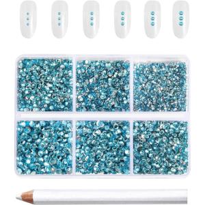 imageBeadsland 7200pcs Flatback RhinestonesOrange Rhinestone Nail Gems Round Crystal Rhinestones for CraftsMixed 6 Sizes with Wax Pencil Kit SS3SS10HyacinthOrangeAquamarine