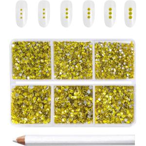 imageBeadsland 7200pcs Flatback RhinestonesOrange Rhinestone Nail Gems Round Crystal Rhinestones for CraftsMixed 6 Sizes with Wax Pencil Kit SS3SS10HyacinthOrangeLemon Yellow