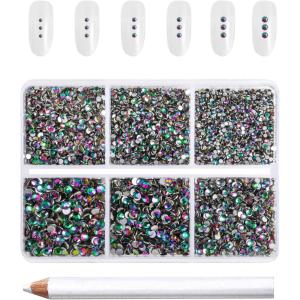 imageBeadsland 7200pcs Flatback RhinestonesOrange Rhinestone Nail Gems Round Crystal Rhinestones for CraftsMixed 6 Sizes with Wax Pencil Kit SS3SS10HyacinthOrangeGreen Volcano