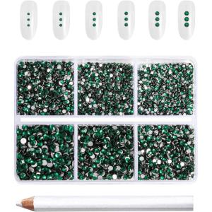imageBeadsland 7200pcs Flatback RhinestonesOrange Rhinestone Nail Gems Round Crystal Rhinestones for CraftsMixed 6 Sizes with Wax Pencil Kit SS3SS10HyacinthOrangeEmerald
