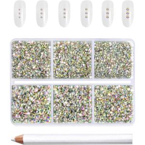 imageBeadsland 7200pcs Flatback RhinestonesOrange Rhinestone Nail Gems Round Crystal Rhinestones for CraftsMixed 6 Sizes with Wax Pencil Kit SS3SS10HyacinthOrangecrystal AB