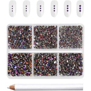 imageBeadsland 7200pcs Flatback RhinestonesOrange Rhinestone Nail Gems Round Crystal Rhinestones for CraftsMixed 6 Sizes with Wax Pencil Kit SS3SS10HyacinthOrangeBlue Volcano