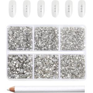imageBeadsland 7200pcs Flatback RhinestonesOrange Rhinestone Nail Gems Round Crystal Rhinestones for CraftsMixed 6 Sizes with Wax Pencil Kit SS3SS10HyacinthOrangecrystal