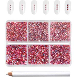 imageBeadsland 7200pcs Flatback RhinestonesOrange Rhinestone Nail Gems Round Crystal Rhinestones for CraftsMixed 6 Sizes with Wax Pencil Kit SS3SS10HyacinthOrangeHyacinth AB