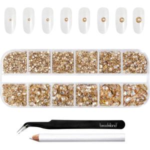 imageBeadsland Rhinestones for Makeup8 Sizes 2500pcs Red Flatback Rhinestones Eye Gems for Nails Crafts with Tweezers and Wax PencilSiamSS4SS30Golden Shadow