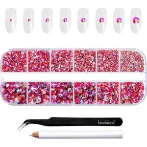 imageBeadsland Rhinestones for Makeup8 Sizes 2500pcs Red Flatback Rhinestones Eye Gems for Nails Crafts with Tweezers and Wax PencilSiamSS4SS30Hyacinth AB
