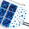 imageBEADSLAND Hotfix Rhinestones 6080PCS Clear Rhinestones for Clothes Crafts Mixed 6 Sizes with Wax Pencil and Tweezers Kit SS6SS30 CrystalCapri Blue