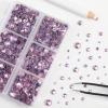 imageBEADSLAND Hotfix Rhinestones 6080PCS Clear Rhinestones for Clothes Crafts Mixed 6 Sizes with Wax Pencil and Tweezers Kit SS6SS30 CrystalLight Pink