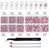 imageBeadsland 8300PCS Flatback Rhinestones AB Crystal Rhinestone Round Crystal Rhinestones for Crafts Mixed 10 Sizes with Wax Pencil and Tweezer Kit SS3SS30 Crystal ABLight pink