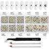 imageBeadsland 8300PCS Flatback Rhinestones AB Crystal Rhinestone Round Crystal Rhinestones for Crafts Mixed 10 Sizes with Wax Pencil and Tweezer Kit SS3SS30 Crystal ABcrystal AB