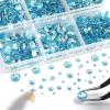 imageBeadsland 8300PCS Flatback Rhinestones AB Crystal Rhinestone Round Crystal Rhinestones for Crafts Mixed 10 Sizes with Wax Pencil and Tweezer Kit SS3SS30 Crystal ABAquamarine