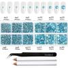imageBeadsland 8300PCS Flatback Rhinestones AB Crystal Rhinestone Round Crystal Rhinestones for Crafts Mixed 10 Sizes with Wax Pencil and Tweezer Kit SS3SS30 Crystal ABAquamarine