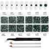 imageBeadsland 8300PCS Flatback Rhinestones AB Crystal Rhinestone Round Crystal Rhinestones for Crafts Mixed 10 Sizes with Wax Pencil and Tweezer Kit SS3SS30 Crystal ABEmerald