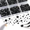 imageBeadsland 8300PCS Flatback Rhinestones AB Crystal Rhinestone Round Crystal Rhinestones for Crafts Mixed 10 Sizes with Wax Pencil and Tweezer Kit SS3SS30 Crystal ABBlack