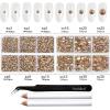 imageBeadsland 8300PCS Flatback Rhinestones AB Crystal Rhinestone Round Crystal Rhinestones for Crafts Mixed 10 Sizes with Wax Pencil and Tweezer Kit SS3SS30 Crystal ABGolden Shadow