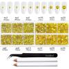 imageBeadsland 8300PCS Flatback Rhinestones AB Crystal Rhinestone Round Crystal Rhinestones for Crafts Mixed 10 Sizes with Wax Pencil and Tweezer Kit SS3SS30 Crystal ABLemon Yellow