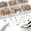 imageBeadsland 8300PCS Flatback Rhinestones AB Crystal Rhinestone Round Crystal Rhinestones for Crafts Mixed 10 Sizes with Wax Pencil and Tweezer Kit SS3SS30 Crystal ABGolden Shadow