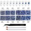 imageBeadsland 8300PCS Flatback Rhinestones AB Crystal Rhinestone Round Crystal Rhinestones for Crafts Mixed 10 Sizes with Wax Pencil and Tweezer Kit SS3SS30 Crystal ABLight Sapphire