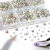 imageBeadsland 8300PCS Flatback Rhinestones AB Crystal Rhinestone Round Crystal Rhinestones for Crafts Mixed 10 Sizes with Wax Pencil and Tweezer Kit SS3SS30 Crystal ABcrystal AB