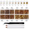 imageBeadsland 8300PCS Flatback Rhinestones AB Crystal Rhinestone Round Crystal Rhinestones for Crafts Mixed 10 Sizes with Wax Pencil and Tweezer Kit SS3SS30 Crystal ABTopaz