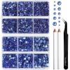imageBEADSLAND Hotfix Rhinestones 6080PCS Clear Rhinestones for Clothes Crafts Mixed 6 Sizes with Wax Pencil and Tweezers Kit SS6SS30 CrystalLight Sapphire