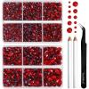 imageBEADSLAND Hotfix Rhinestones 6080PCS Clear Rhinestones for Clothes Crafts Mixed 6 Sizes with Wax Pencil and Tweezers Kit SS6SS30 CrystalLight Siam