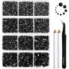 imageBeadsland 8300PCS Flatback Rhinestones AB Crystal Rhinestone Round Crystal Rhinestones for Crafts Mixed 10 Sizes with Wax Pencil and Tweezer Kit SS3SS30 Crystal ABBlack