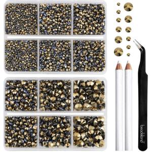 imageBEADSLAND Hotfix Rhinestones 6080PCS Clear Rhinestones for Clothes Crafts Mixed 6 Sizes with Wax Pencil and Tweezers Kit SS6SS30 CrystalAurum