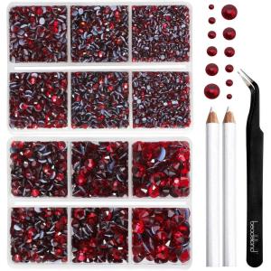 imageBEADSLAND Hotfix Rhinestones 6080PCS Clear Rhinestones for Clothes Crafts Mixed 6 Sizes with Wax Pencil and Tweezers Kit SS6SS30 CrystalDark Siam