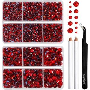 imageBEADSLAND Hotfix Rhinestones 6080PCS Clear Rhinestones for Clothes Crafts Mixed 6 Sizes with Wax Pencil and Tweezers Kit SS6SS30 CrystalLight Siam