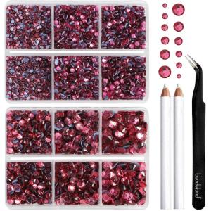 imageBEADSLAND Hotfix Rhinestones 6080PCS Clear Rhinestones for Clothes Crafts Mixed 6 Sizes with Wax Pencil and Tweezers Kit SS6SS30 CrystalRose