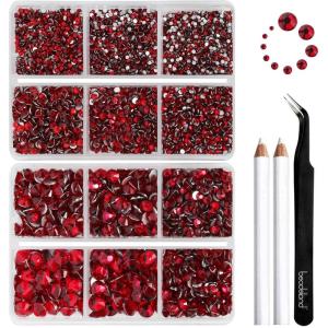 imageBeadsland 8300PCS Flatback Rhinestones AB Crystal Rhinestone Round Crystal Rhinestones for Crafts Mixed 10 Sizes with Wax Pencil and Tweezer Kit SS3SS30 Crystal ABSiam