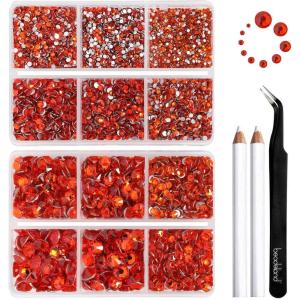 imageBeadsland 8300PCS Flatback Rhinestones AB Crystal Rhinestone Round Crystal Rhinestones for Crafts Mixed 10 Sizes with Wax Pencil and Tweezer Kit SS3SS30 Crystal ABHyacinth