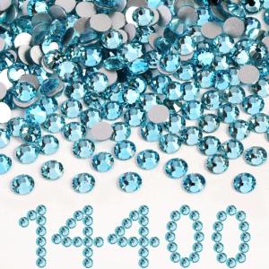 imageBeadsland Flatback Rhinestones Bulk14400pcs AB Crystal Rhinestones for Nails Crafts Clothes DIY Decoration Crystal AB SS10 2729mmAquamarine