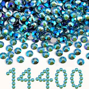imageBeadsland Flatback Rhinestones Bulk14400pcs AB Crystal Rhinestones for Nails Crafts Clothes DIY Decoration Crystal AB SS10 2729mmAquamarine AB