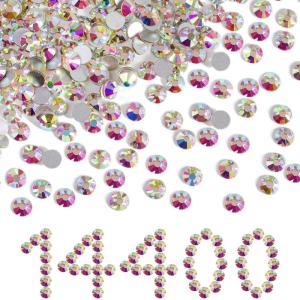imageBeadsland Flatback Rhinestones Bulk14400pcs AB Crystal Rhinestones for Nails Crafts Clothes DIY Decoration Crystal AB SS10 2729mmCrystal AB