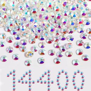 imageBeadsland Flatback Rhinestones Bulk14400pcs AB Crystal Rhinestones for Nails Crafts Clothes DIY Decoration Crystal AB SS10 2729mmTransparent AB