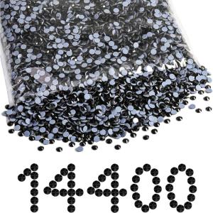 imageBeadsland Hotfix Rhinestones Bulk 14400PCS Crystal Hot Fix Rhinestones for Crafts Clothes DIY Decoration Crystal AB SS20 4648mmBlack