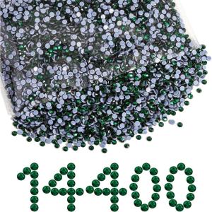 imageBeadsland Hotfix Rhinestones Bulk 14400PCS Crystal Hot Fix Rhinestones for Crafts Clothes DIY Decoration Crystal AB SS20 4648mmEmerald