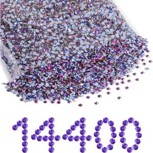 imageBeadsland Hotfix Rhinestones Bulk 14400PCS Crystal Hot Fix Rhinestones for Crafts Clothes DIY Decoration Crystal AB SS20 4648mmPurple Velvet